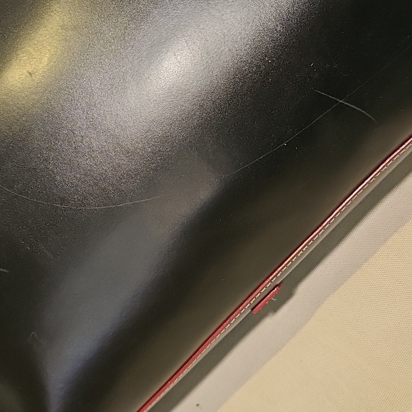 Lodis Black Leather Tote Bag With Red Edge Trim - Picture 3 of 11